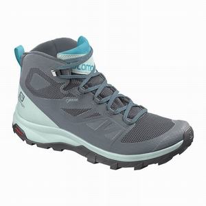 Botas Montaña Salomon OUTLINE MID GORE-TEX Mujer Azules Oscuro Gris | MBL432985