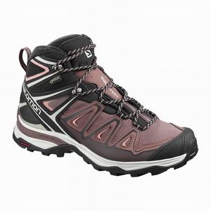 Botas Montaña Salomon X ULTRA 3 MID GORE-TEX Mujer Negras Coral | HDS476380