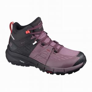 Zapatos De Senderismo Salomon ODYSSEY MID GTX W Mujer Negras Rojas | GTC642917