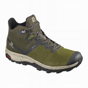 Zapatos De Senderismo Salomon OUTLINE PRISM MID GORE-TEX Hombre Verde Oliva Negras | ZMI275643