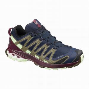 Zapatos De Senderismo Salomon XA PRO 3D v8 GORE-TEX Mujer Azul Marino Burdeos | XJW593801