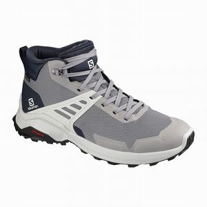 Zapatos De Senderismo Salomon X RAISE MID GORE-TEX Hombre Gris Azul Marino | JAE247816